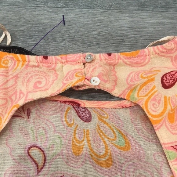 Zara Orange Paisley Open Back Cutout Flare Bell Long Sleeve Top L - Picture 12 of 15